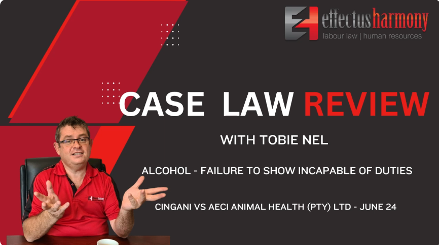 Case Law Review: Alcohol – Failure to show Incapable of Duties